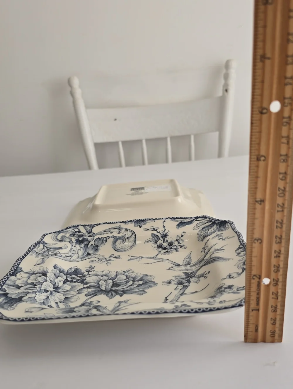 NWOT 222 Fifth Set Of 2 Adelaide Blue Fine China Salad Plates Square Porcelain